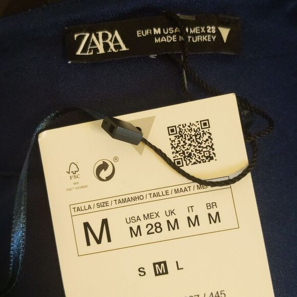 Zara NWT one shoulder top, bright green & navy blue floral print M - Picture 7 of 11